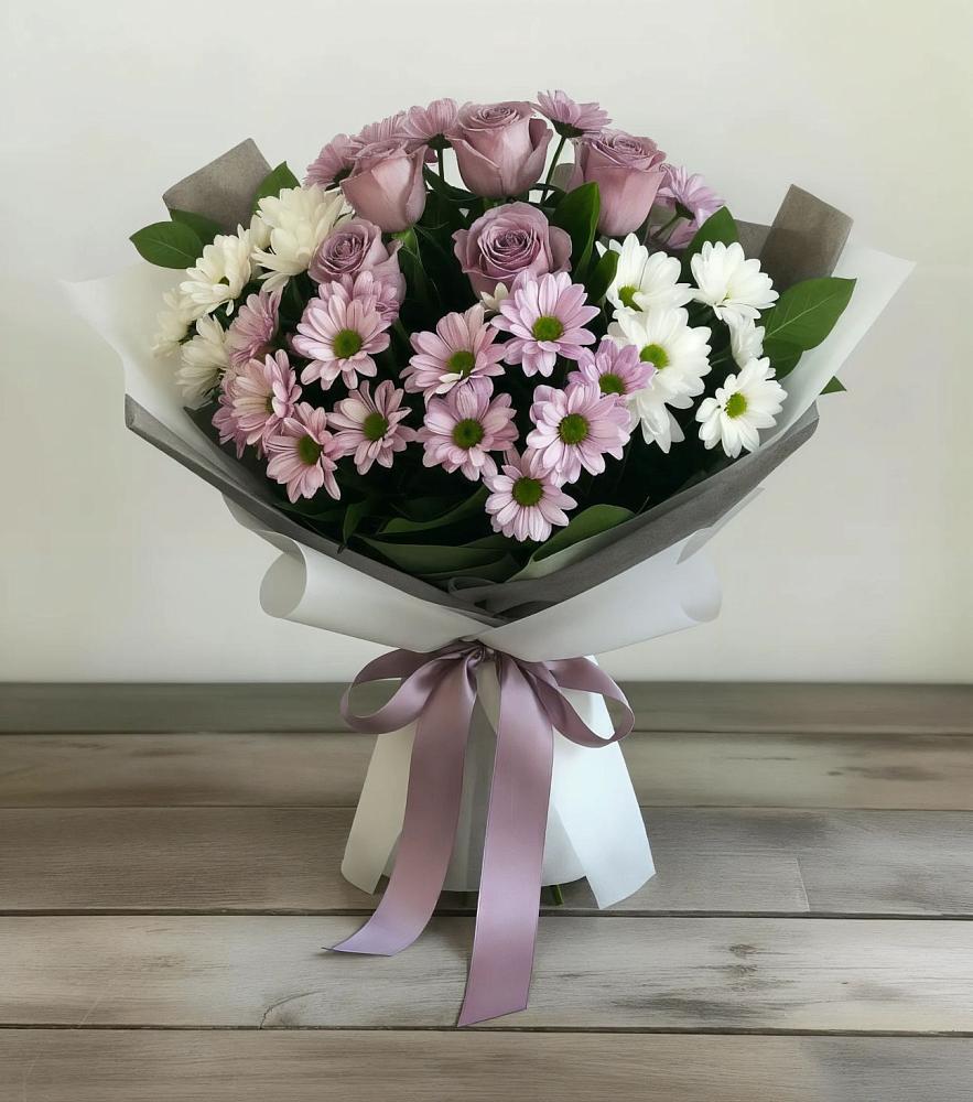 Букет цветов из: Хризантемы и Розы в Козуль