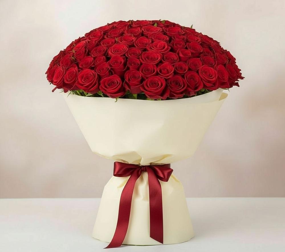 Букет 101 Красная роза Милано в Козуль