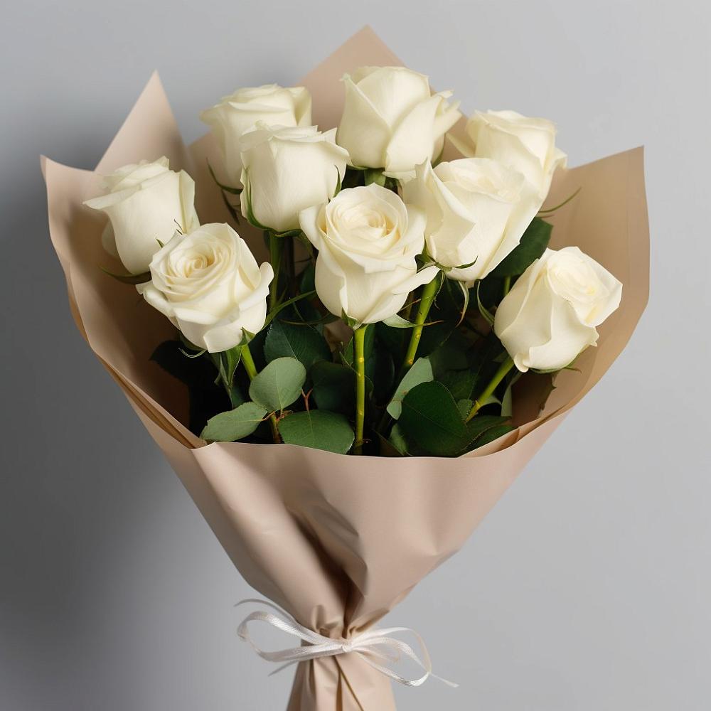 Букет 9 Белых роз Эдлесс Лав в Козуль