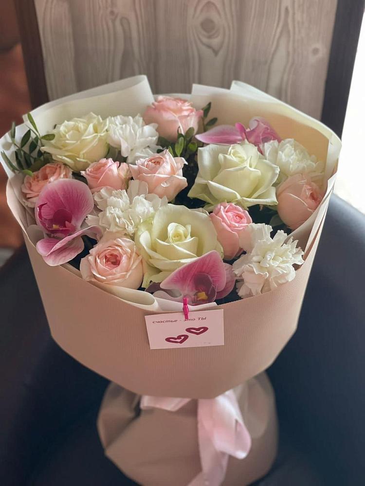 Букет цветов из: Орхидеи, Розы и Гвоздики в Козуль