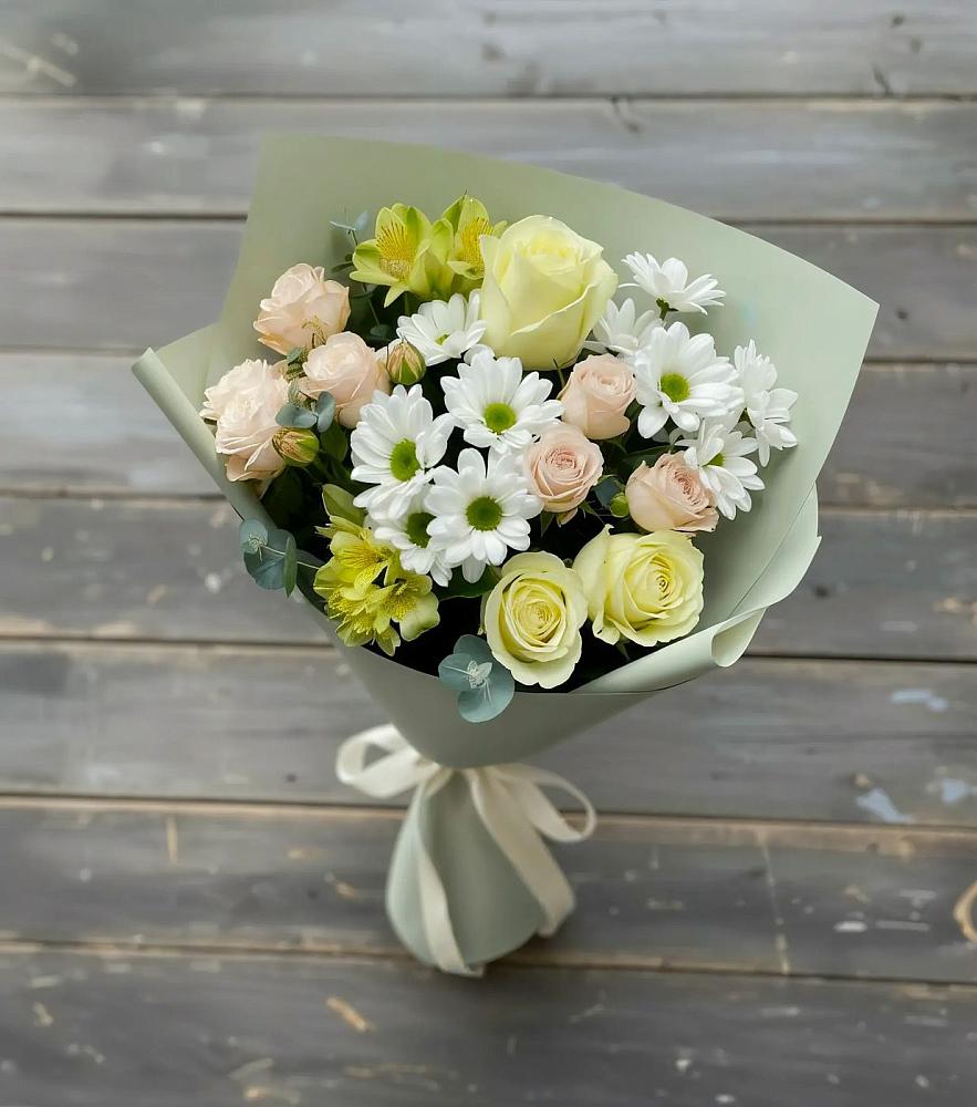 Букет цветов из: Альстромерии, Розы и Хризантемы в Козуль