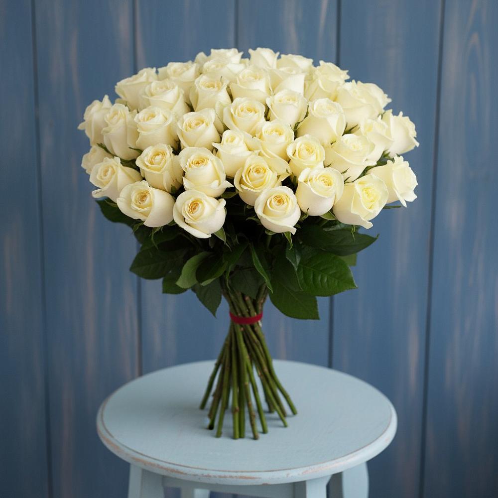 Букет 51 Белая роза Эдлесс Лав в Козуль