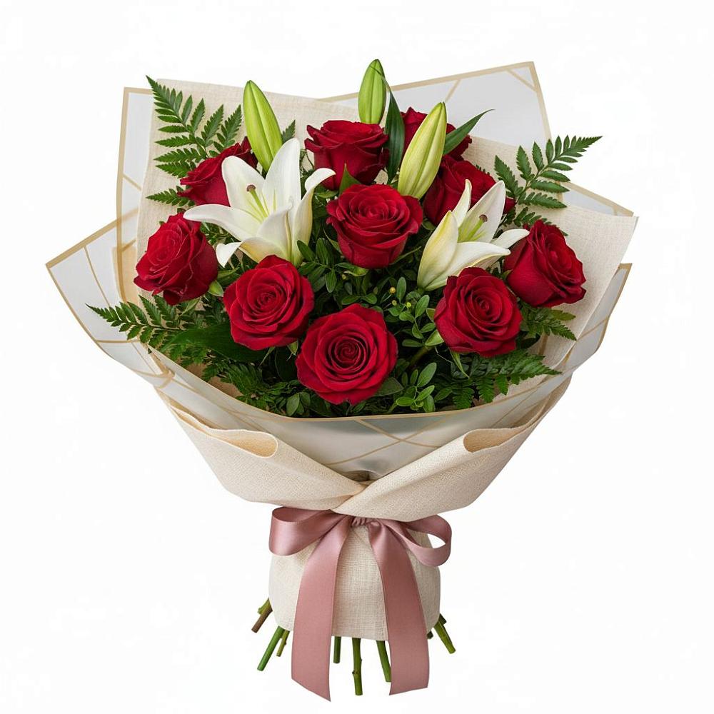 Букет цветов из: Лилии и Розы в Козуль