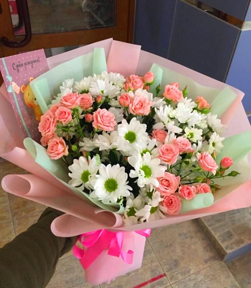 Букет цветов из: Розы и Хризантемы в Козуль