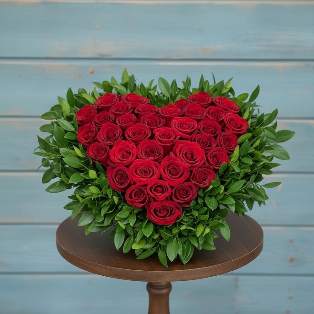 Цветочная композиция из Розы в виде сердца в Козуль