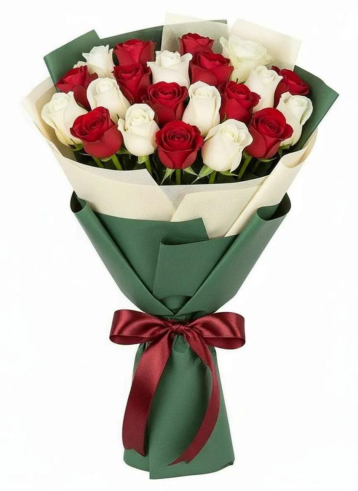 Букет Микс из красных и белых роз в Козуль
