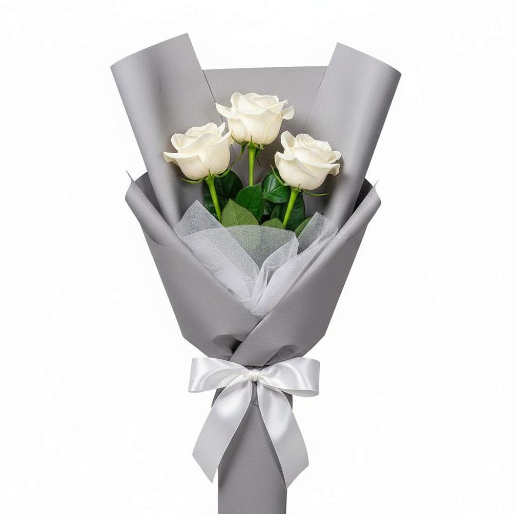 Букет 3 белые розы в Козуль