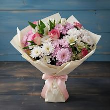 Букет цветов из:  Хризантемы, Альстромерии и Розы в Козуль