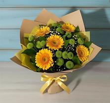 Букет цветов из:  Герберы и Хризантемы в Козуль