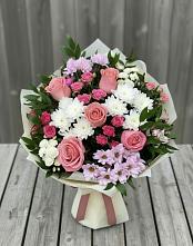 Букет цветов из:  Альстромерии, Гвоздики, Розы и Хризантемы в Козуль