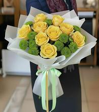 Букет цветов из:  Хризантемы и Розы в Козуль