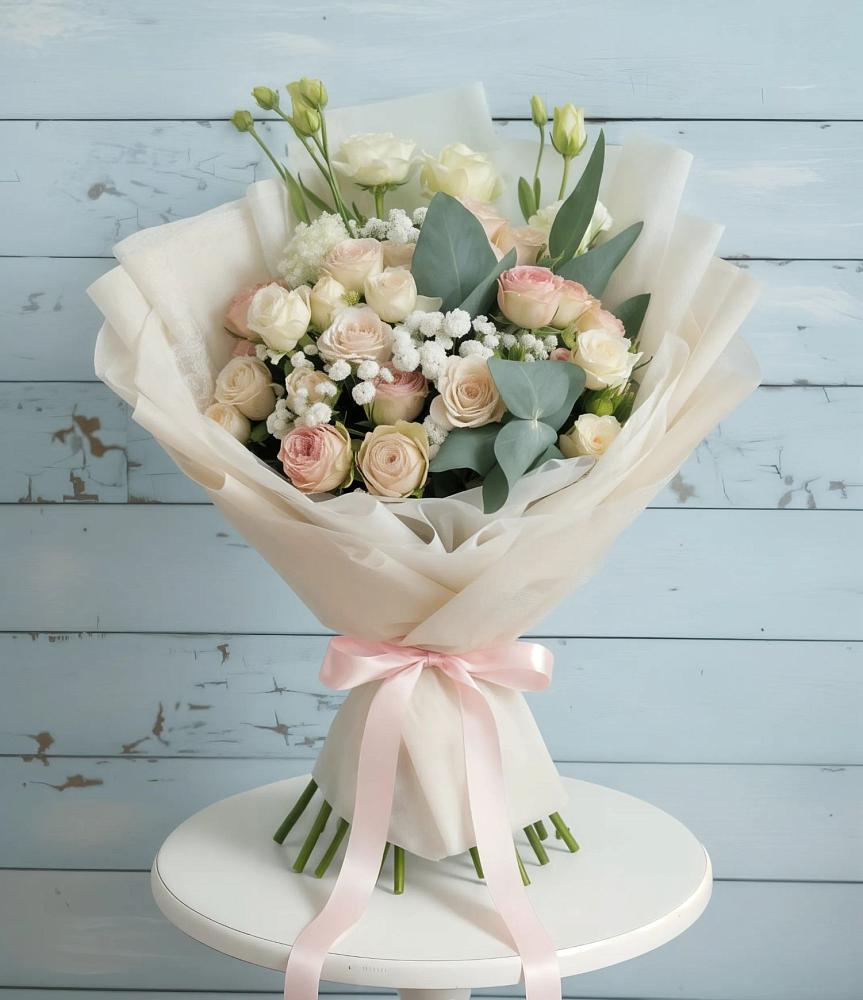 Букет цветов из: Розы и Лизиантусы в Козуль