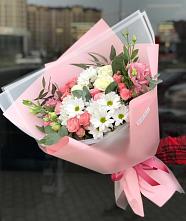 Букет цветов из:  Розы, Лизиантусы и Хризантемы в Козуль
