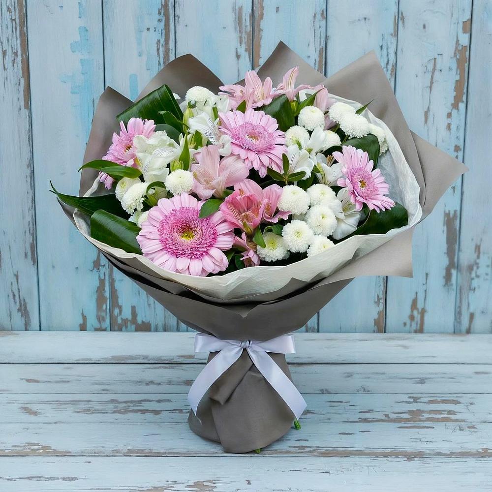 Букет цветов из: Герберы, Альстромерии и Хризантемы в Козуль