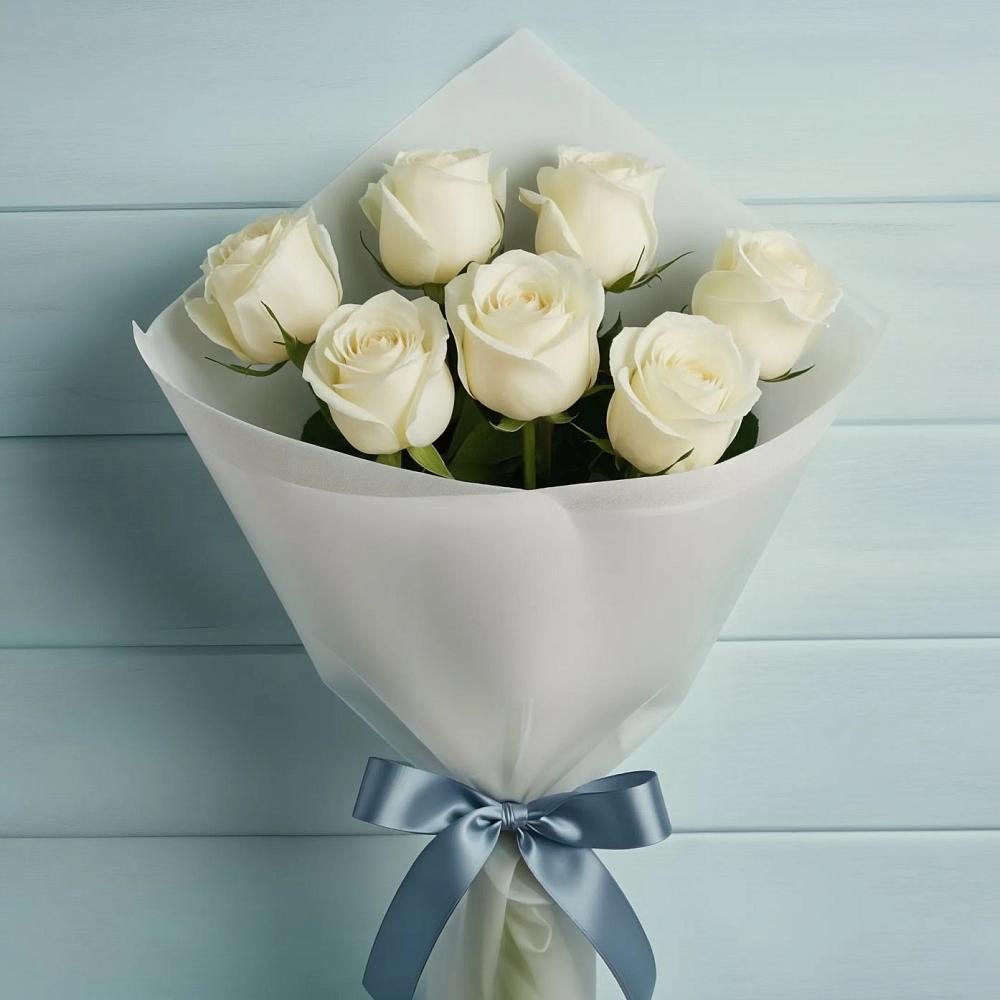 Букет 7 Белых роз Эдлесс Лав в Козуль